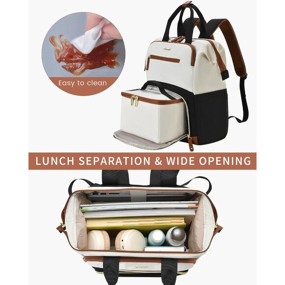 Lunch Backpack Women Insulated Cooler 15.6 Inch Laptop Travel Work Bag - Picture 2 of 7